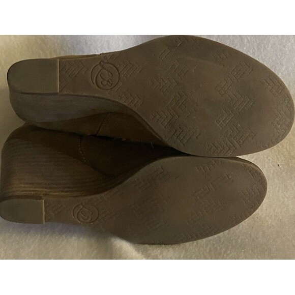 LUCKY BRAND Yamka Leather Suede Wedge Bootie Camel Tan BOOTS Sz 8 Woman’s - Picture 6 of 10